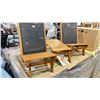 Image 2 : PATIOFLARE PF10078 TEAK WOOD / BLACK 3PCS OUTDOOR LAKESIDE LAZY LOUNGER SET *IN BOX*