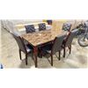 Image 1 : ABHI FURNITURE 2027 FAUX MARBLE TOP CHERRY BASE 7 PCS WOODEN PADDED CHAIR DINNING SET *IN BOX*