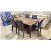 Image 2 : ABHI FURNITURE 2027 FAUX MARBLE TOP CHERRY BASE 7 PCS WOODEN PADDED CHAIR DINNING SET *IN BOX*