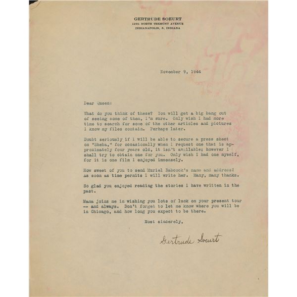 Gertrude Soeurt signed letter