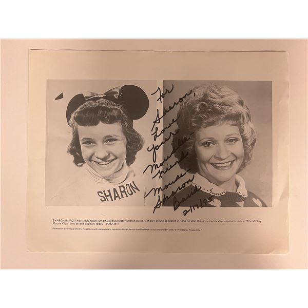 Mousketeer Sharon Baird signed photo