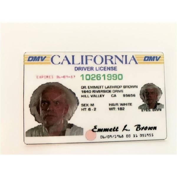 Back to the Future Emmett Brown CA Driver License