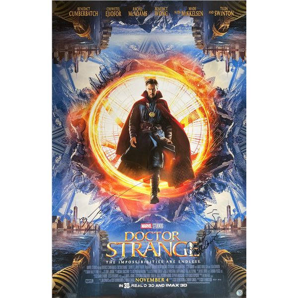 Dr. Strange cast signed movie poster