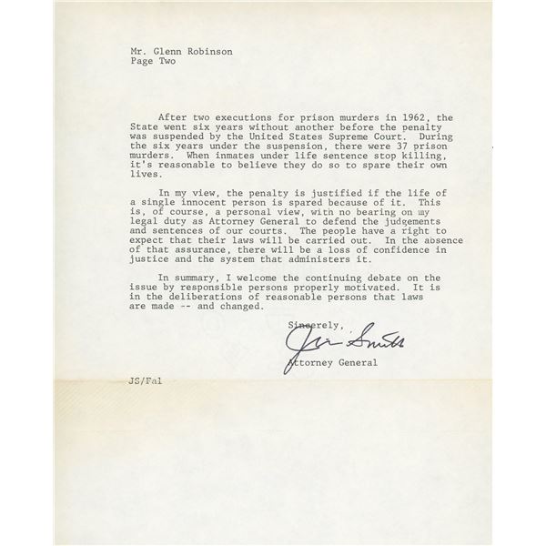 Jim Smith Florida Attorney General signed letter