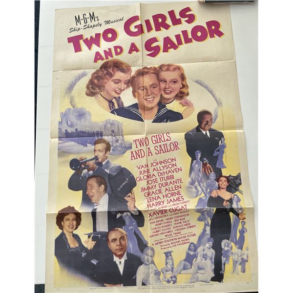 Two Girls and A Sailor 1944 vintage movie poster