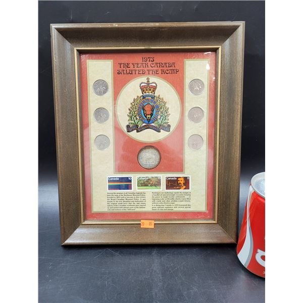 Framed 1973 "The Year Canada Saluted The RCMP" Collection w/ Silver Coins