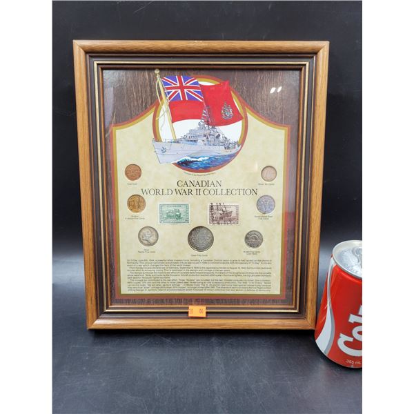 Framed Canadian WW2 Collection w/ Silver Coins