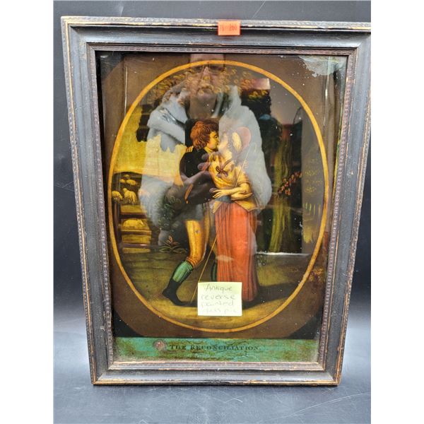 Antique Reverse Painted Glass Picture
