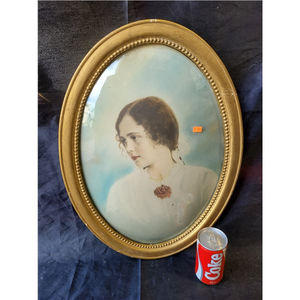 Framed Oval Bubble Portrait of Young Lady Print