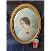 Image 1 : Framed Oval Bubble Portrait of Young Lady Print