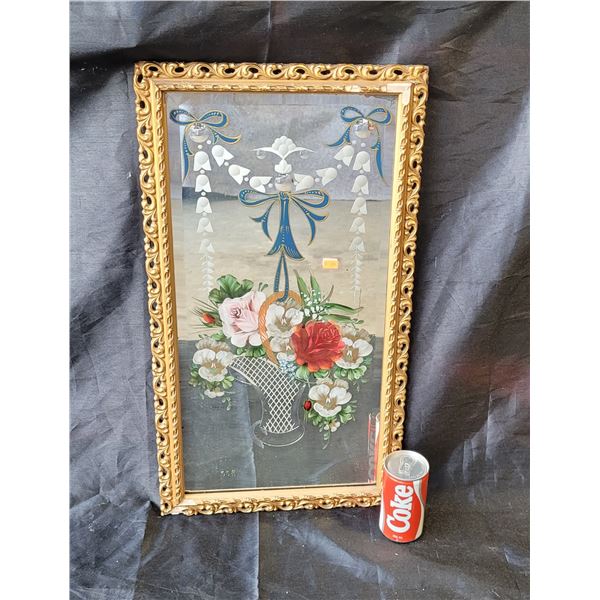 Framed Victorian Reverse Painted Mirror