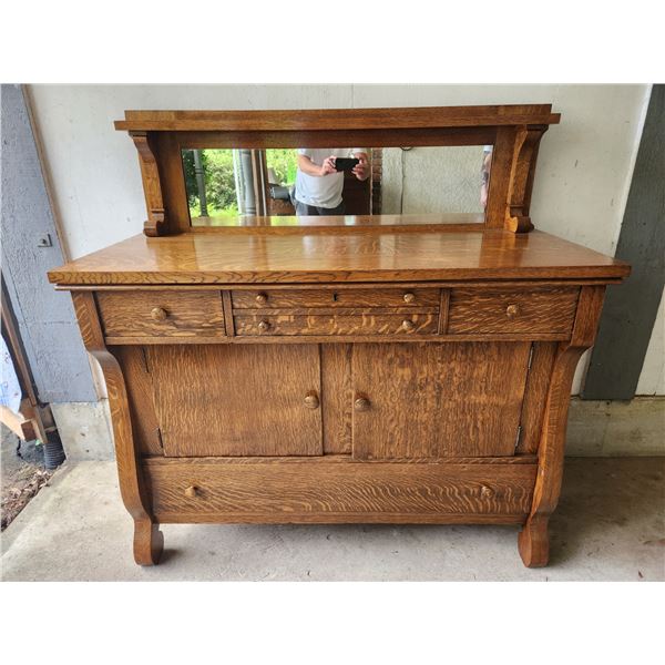 Antique Tiger Oak Sideboard