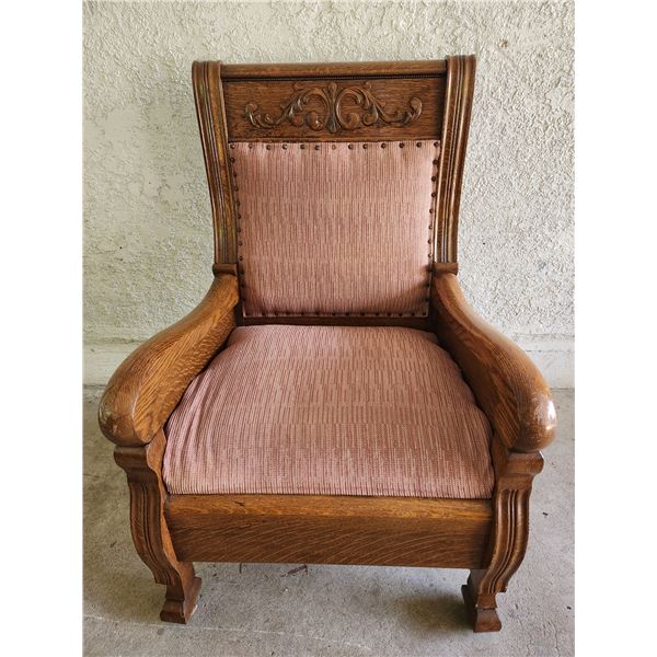 Antique Oak Upholstered Armchair