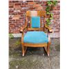 Image 2 : Antique Tiger Oak Upholstered Rocking Chair