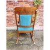 Image 3 : Antique Tiger Oak Upholstered Rocking Chair