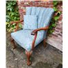 Image 2 : Antique Wingback Chair & Throw Pillow
