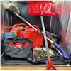 Image 1 : Tool Bags/Gas Can/Snow Shovel/Simonize Pressure Washer Brush etc Tool Lot