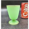 Image 1 : Green Frosted Glass Chalice w/ Gold Rim