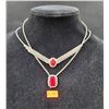 Image 1 : MCM Vintage Ruby Red Pendant Necklaces