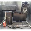 Image 1 : HP Computer, JVC/Sony Speakers, Small Insignia Monitor 