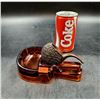 Image 1 : Amber Glass Pipe Holder & Ashtray Embossed J.L House Company - June 1923
