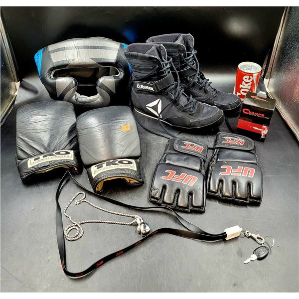 Boxing Gloves, Head Gear, Reebok Shoes, & Reflex Ball