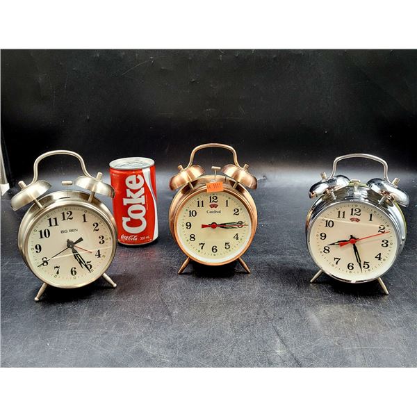 3 Vintage Alarm Clocks