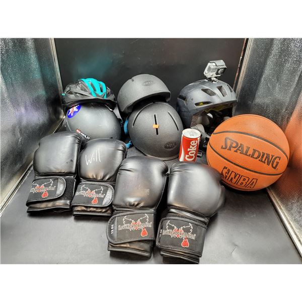 12 Oz Boxing Gloves, Basketball & Bike Helmets