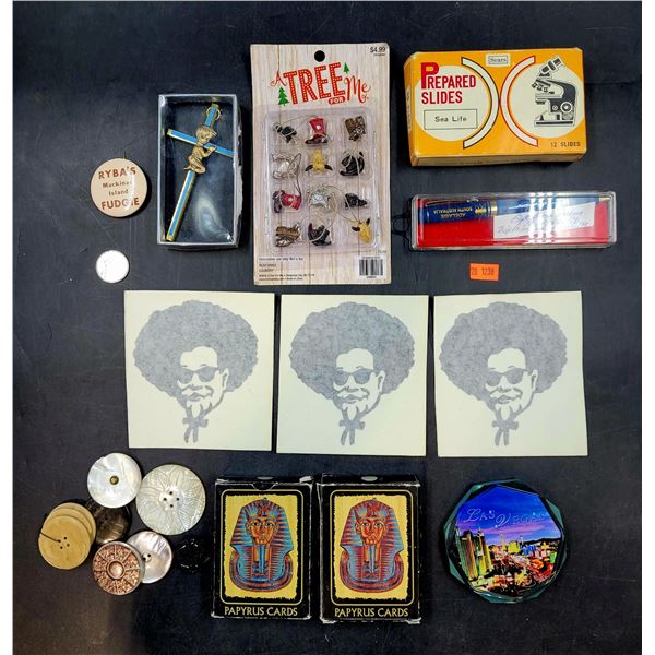 Mini Christmas Ornaments, Playing Cards, Buttons, & More