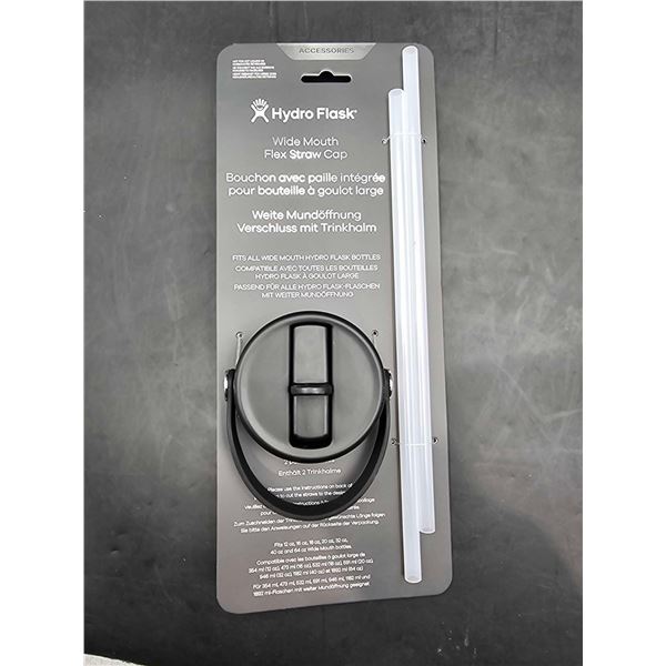 Hydro Flask Wide Mouth Flex Straw Cap and 2 Straws