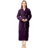 Image 2 : Women's Hooded Fleece Bathrobe (Medium) Plum