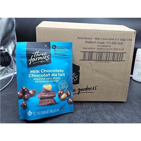 Three Farmers Milk Chocolate Roasted Fava Beans (6 x 100g)