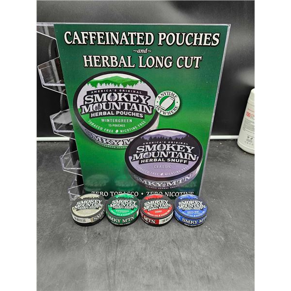 Caffeinated Pouches Smokey Mountain Herbal Long Cut Nicotine & Tobacco Free 4pk, Assorted