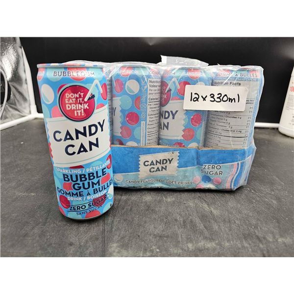 Candy Can Sparkling Bubble Gum Drink, Zero Sugar (12 x 330ml)