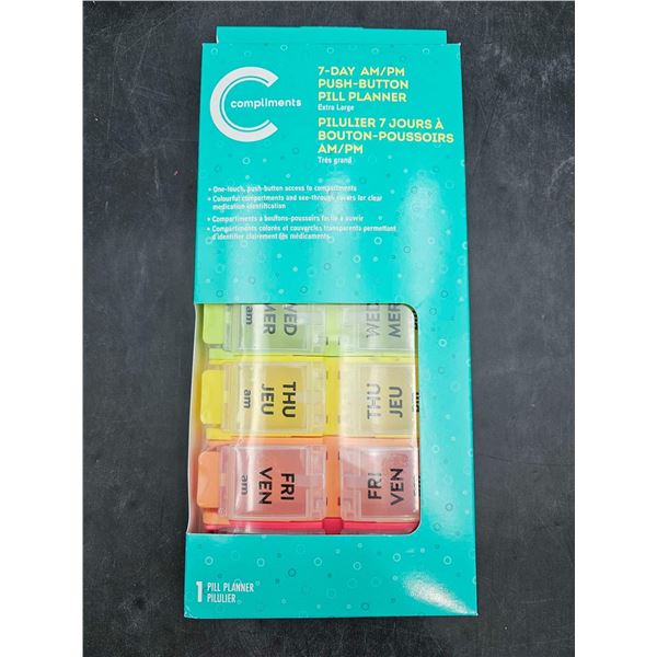 Compliments 7 Day AM/PM Push-Button Pill Planner XL