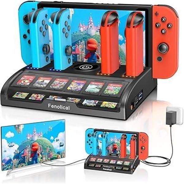 Fenolical TV Switch Dock Station for Nintendo Switch/OLED with Joycon Controller Charging, Support 4