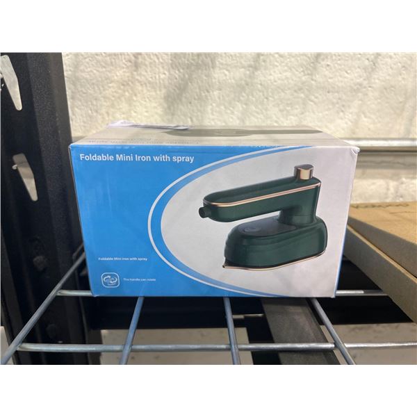 Portable folding mini clothing iron with spray function