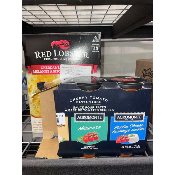 Assorted Lot of Red Lobster Cheddar Biscuits Mix 4 Pack and Cherry Tomato Pasta Sauce 2 x 720ml