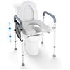 Image 1 : VEVOR Raised Toilet Seat, 7-Position Height Adjustment 19.3" - 25.2", 350lbs Weight Capacity, with C
