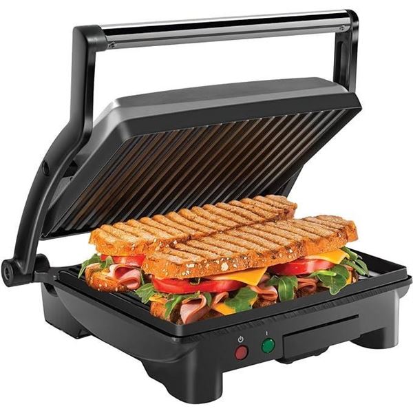 Chefman Panini Press Grill and Gourmet Sandwich Maker, Non-Stick Coated Plates, Opens 180 Degrees to
