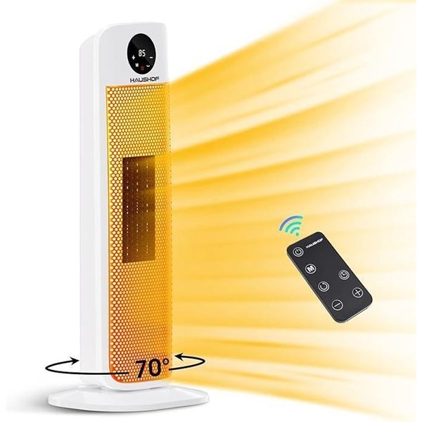 HAUSHOF Space Heater, 1500W Fast Heating Tower Heater with Touch&Remote Control, Tip-Over &Overheat 