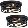 Image 1 : SKEJAO Flush Mount Ceiling Light Fixture,Black 2-Light Hallway Light Fixtures Ceiling,Light Fixtures