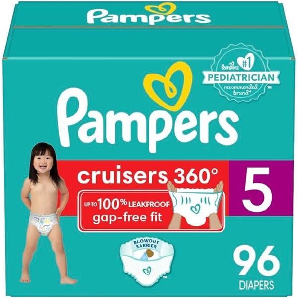 Pampers Cruisers 360° Fit Pull on diapers, size 5, 96 count, Disposable Diapers with Stretchy Waistb