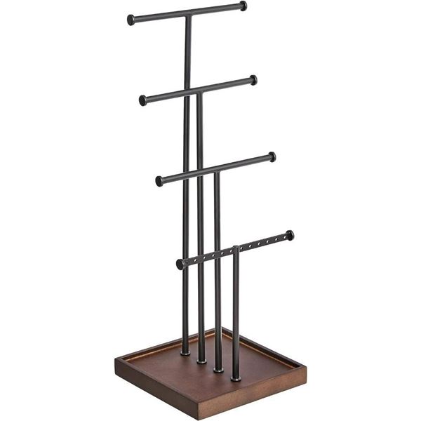 Amazon Basics Four-Tier Jewelry Tree Stand - Walnut/Black