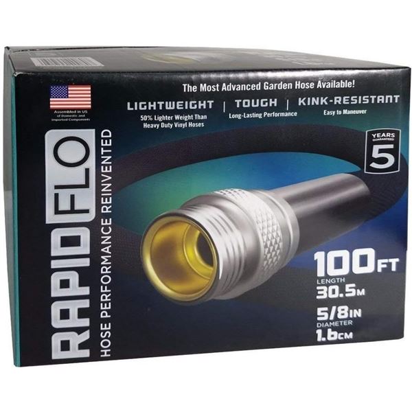 Rapid Flo Light Weight Tough Kink-Resistant Garden Hose 5/8 in 100 ft