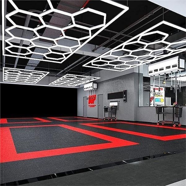 LED Cellular Garage Light, 14 Hexagon Grid LED Workshop Lights for Garage Detail Lights & Auto Repai