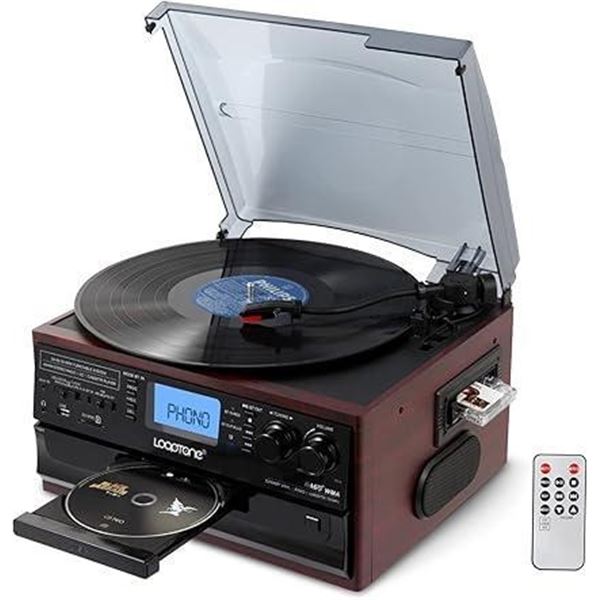 LoopTone 10 in 1 Bluetooth in/Out Record Player 3 Speed Vinyl Vintage Turntable CD Player Cassette A