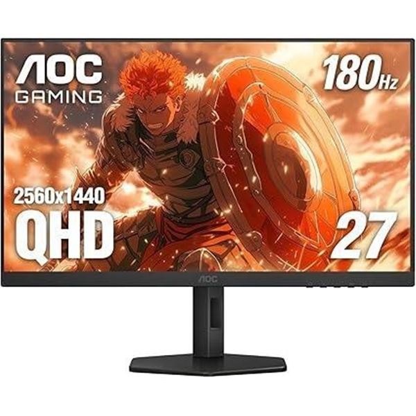 AOC Q27G4XN 27" Gaming Monitor, 2K QHD 2560x1440, 180Hz 1ms, Adaptive-Sync, Height Adjustable, 2X HD