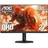 Image 1 : AOC Q27G4XN 27" Gaming Monitor, 2K QHD 2560x1440, 180Hz 1ms, Adaptive-Sync, Height Adjustable, 2X HD