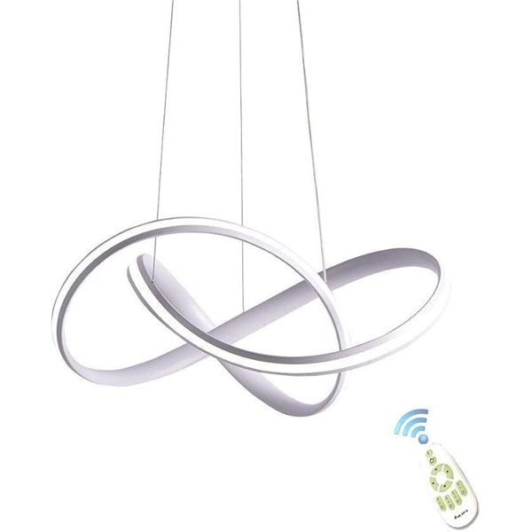 HOUDES Min Size 19.5Inch Dimmable with Remote Modern White Island Lights Ceiling Pendant Light Fixtu